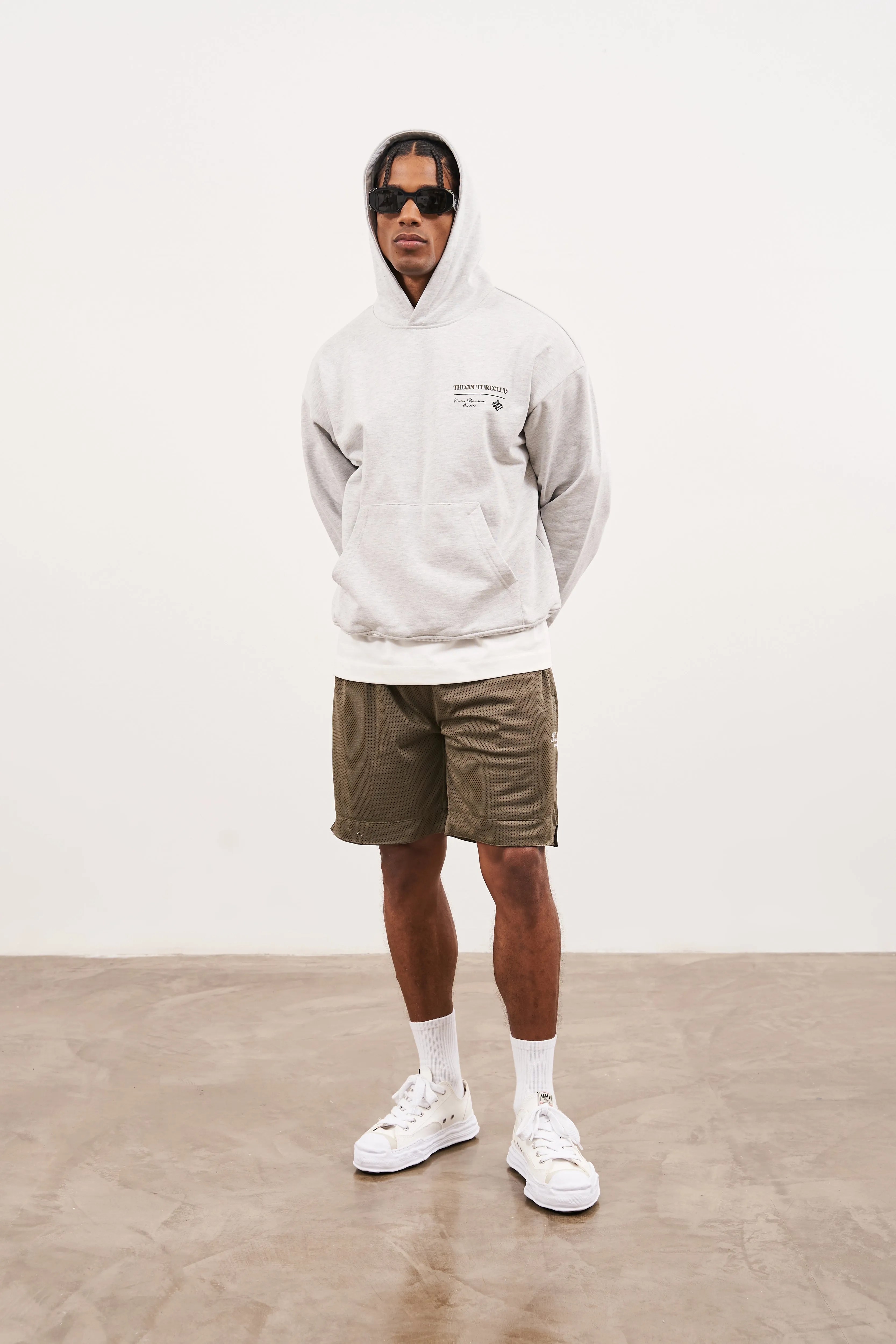 SCRIPT MULTI GRAPHIC HOODIE - GREY MARL