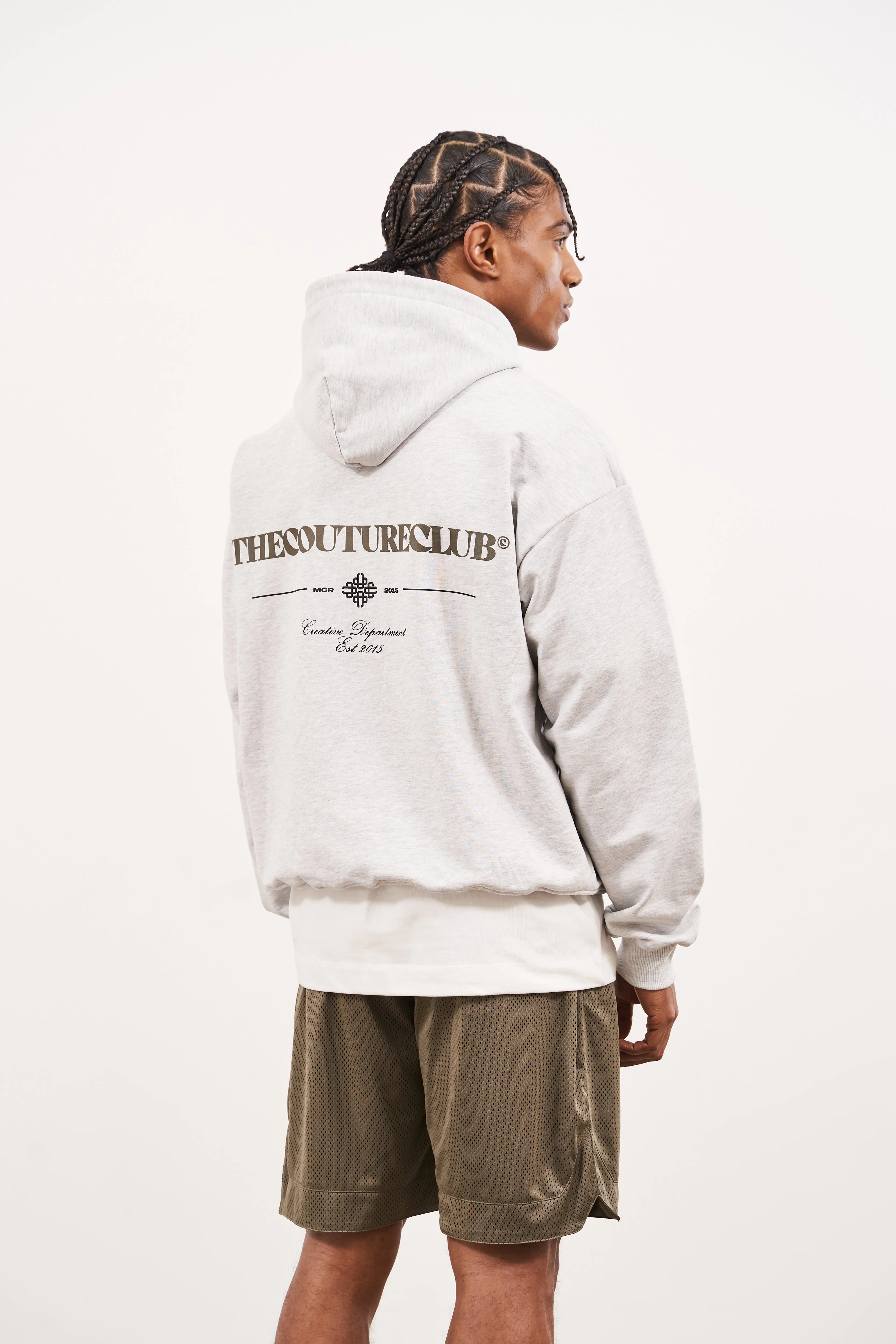 SCRIPT MULTI GRAPHIC HOODIE - GREY MARL