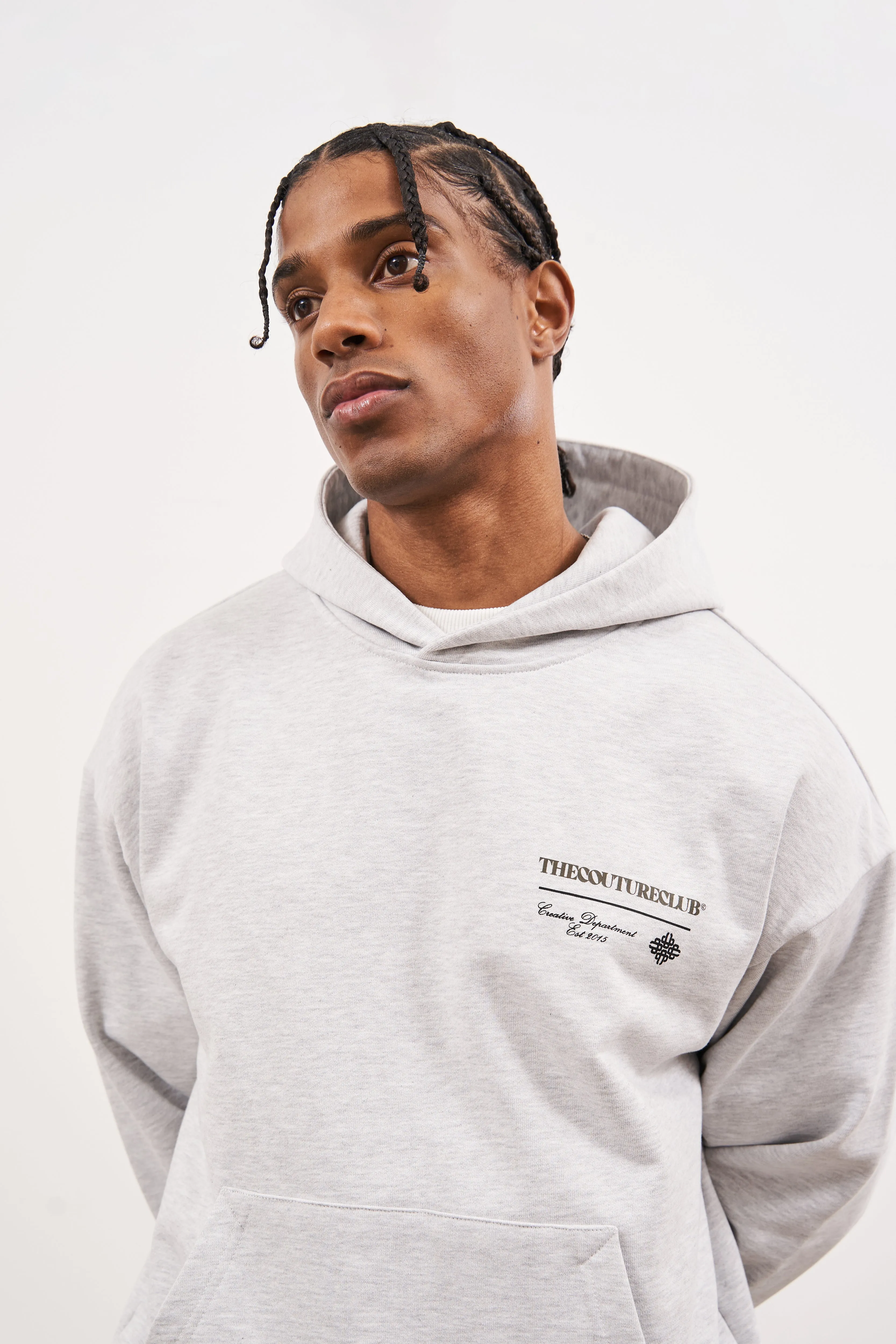 SCRIPT MULTI GRAPHIC HOODIE - GREY MARL