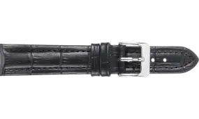 Shiny Louisiana Alligator Grained Leather Black Watch Strap Shiny Louisiana Alligator Grained Leather Black Watch Strap