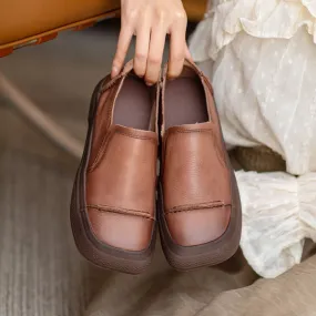 Soft Leather Flats Slip on Loafers for Women Handmade in Brown/Khaki Soft Leather Flats Slip on Loafers for Women Handmade in Brown/Khaki