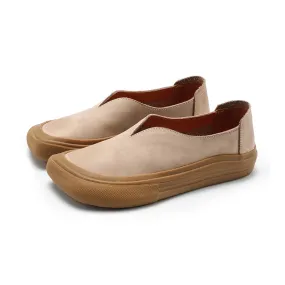 Square Toe Flats Nubuck Leather Loafers For Women Handmade in 5 Colors Square Toe Flats Nubuck Leather Loafers For Women Handmade in 5 Colors