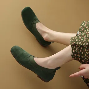 Square Toe Slip on Loafers for Women Soft Leather Flats Handmade in Camel/Black/Green Square Toe Slip on Loafers for Women Soft Leather Flats Handmade in Camel/Black/Green