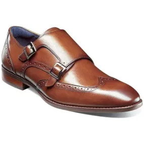 Stacy Adams Karson Wingtip Double Monk Strap Shoes Leather Cognac 25570-221 Stacy Adams Karson Wingtip Double Monk Strap Shoes Leather Cognac 25570-221