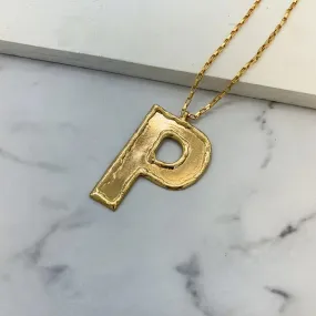 TFC Big Letter P - 24K Gold Plated Long Pendant Necklace TFC Big Letter P - 24K Gold Plated Long Pendant Necklace