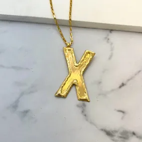 TFC Big Letter X - 24K Gold Plated Long Pendant Necklace TFC Big Letter X - 24K Gold Plated Long Pendant Necklace