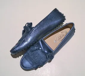 Tod's Denim Metallic Blue Leather Loafers with Tassels Driving Shoes Gommino Tod's Denim Metallic Blue Leather Loafers with Tassels Driving Shoes Gommino