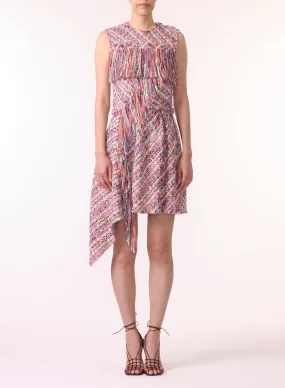 TWEED SLEEVELESS DRESS W/ FRINGE DETAIL TWEED SLEEVELESS DRESS W/ FRINGE DETAIL
