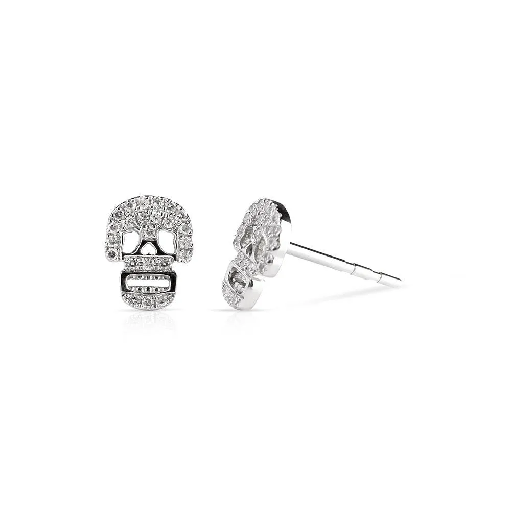 WHITE DIAMOND SKULL EARRINGS