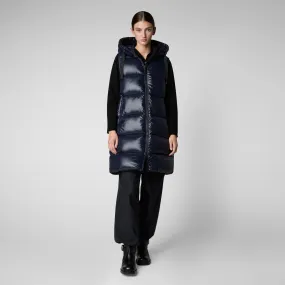 Woman's hooded vest Iria in blue black Woman's hooded vest Iria in blue black