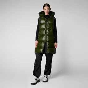 Woman's hooded vest Iria in pine green Woman's hooded vest Iria in pine green