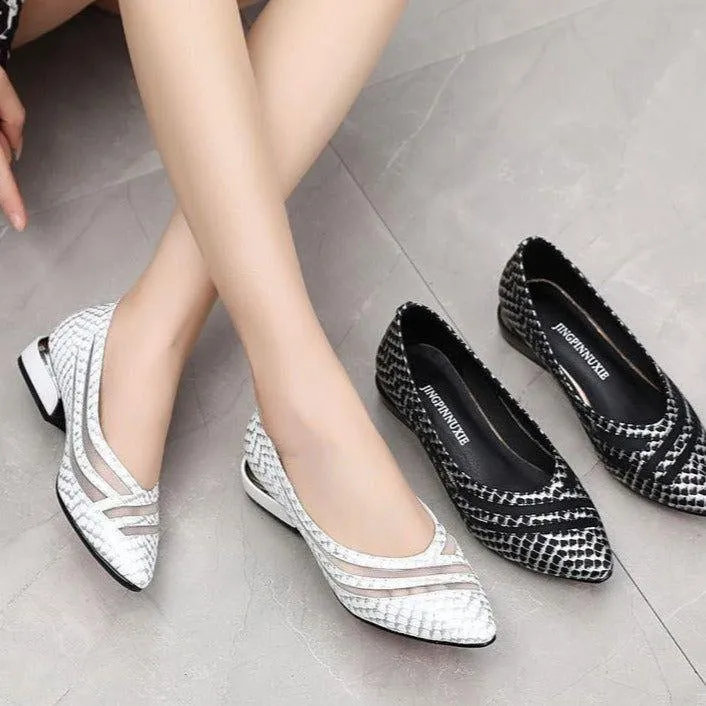 Women's Casual Shoes - GCSFR2352 - Genuine Leather Large Size Pumps