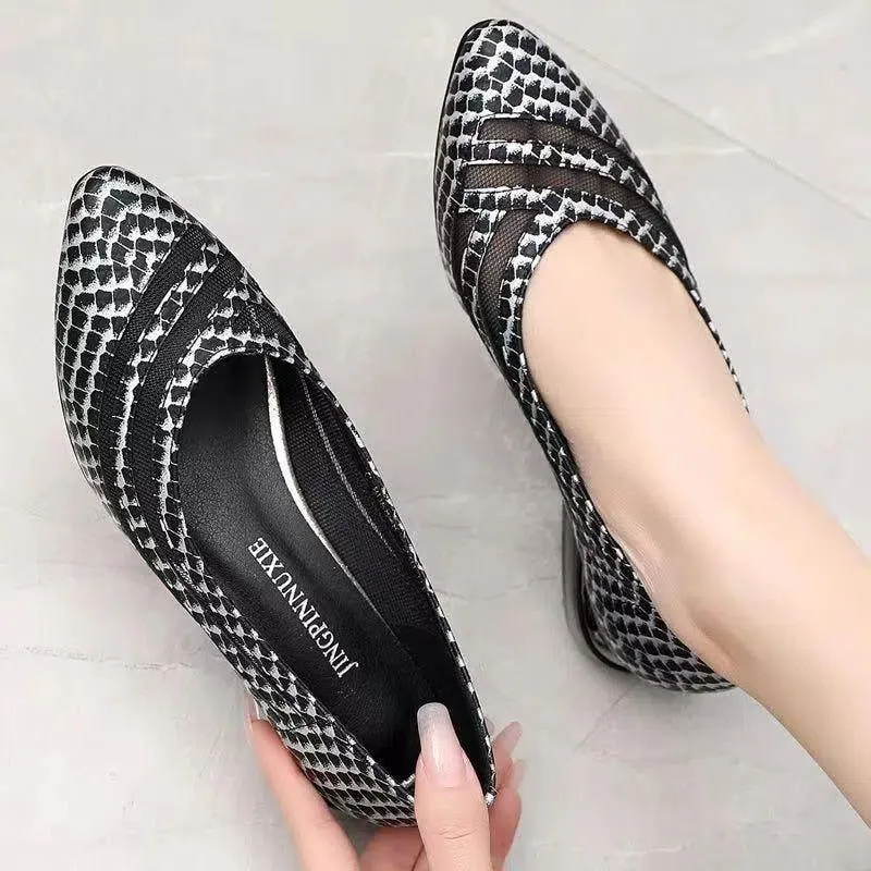 Women's Casual Shoes - GCSFR2352 - Genuine Leather Large Size Pumps