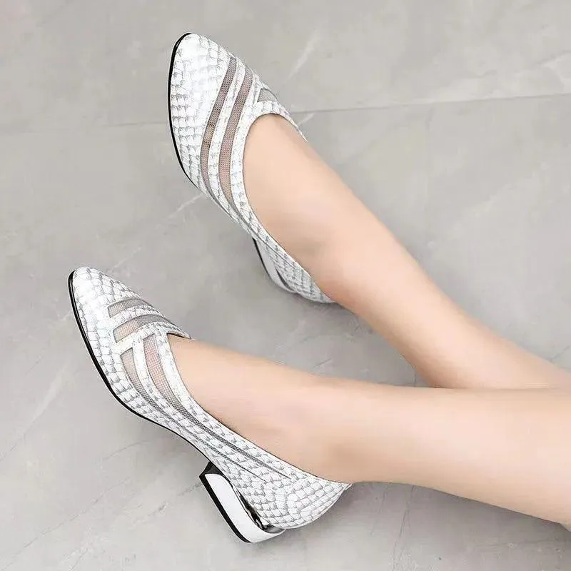 Women's Casual Shoes - GCSFR2352 - Genuine Leather Large Size Pumps