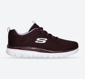 Women's Wide Fit Skechers 12615  Graceful Get Connected Sports Sneakers - Wine Women's Wide Fit Skechers 12615  Graceful Get Connected Sports Sneakers - Wine