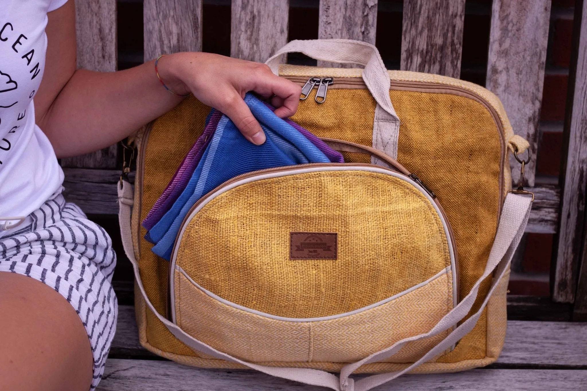 Yellow Hemp Laptop Bag || Handmade || Sustainable Organic Line