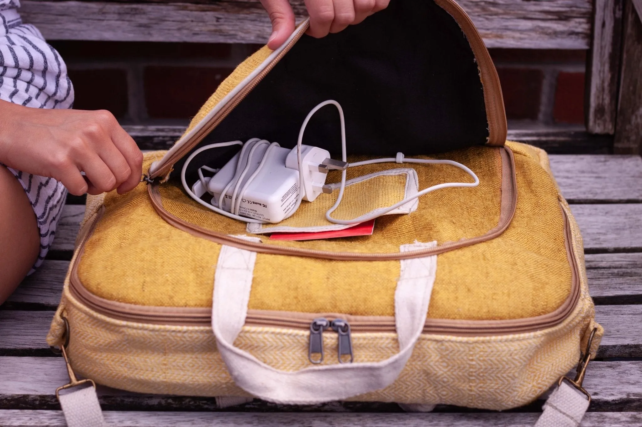 Yellow Hemp Laptop Bag || Handmade || Sustainable Organic Line